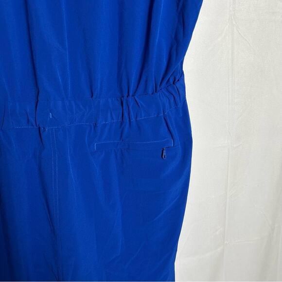 Girlfriend Collective Blue Varsity Stretch Woven Sleeveless Romper Plus Size 4XL - Picture 4 of 7